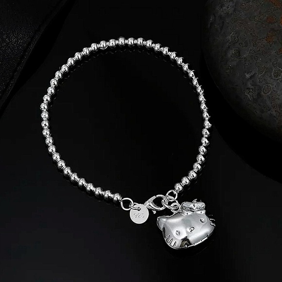 Hello Kitty Sterling Silver Beaded Locket Bracelet - Picture 3 of 3